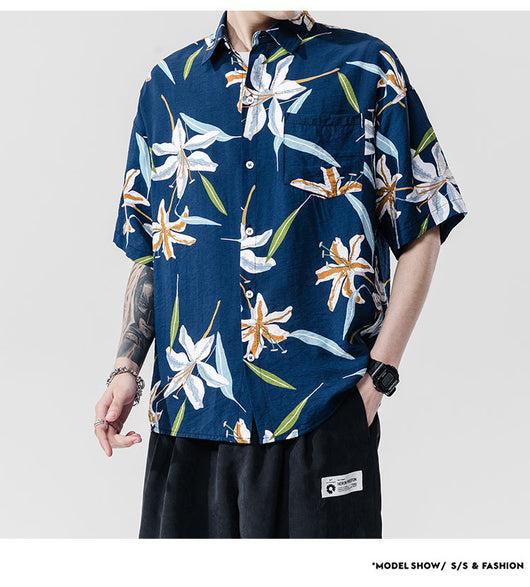 Camisa Estampada de Manga Corta para Parejas - Estilo Casual Playero - Image 16