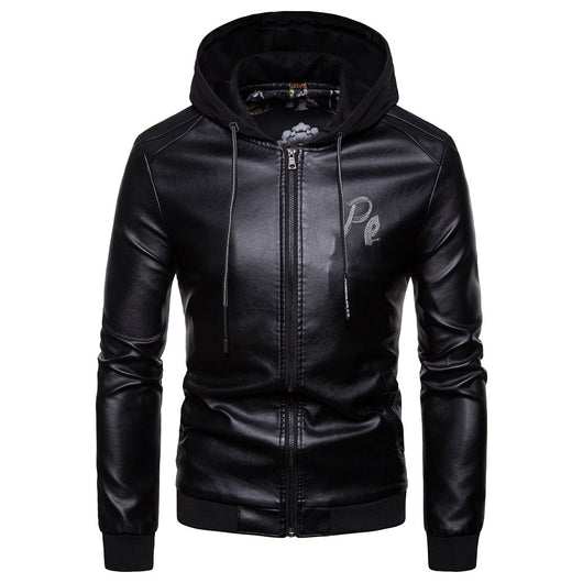 Abrigo de Cuero con Capucha Estilo Británico para Hombre - Image 6
