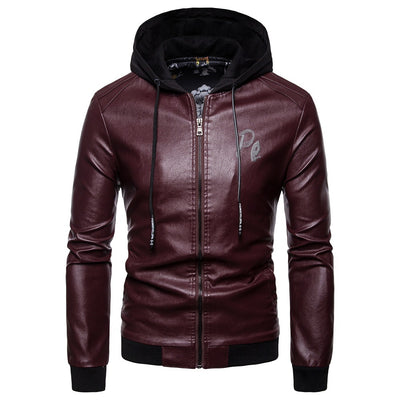 Abrigo de Cuero con Capucha Estilo Británico para Hombre - Image 8