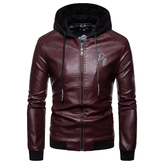 Abrigo de Cuero con Capucha Estilo Británico para Hombre - Image 8
