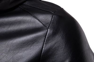 Abrigo de Cuero con Capucha Estilo Británico para Hombre - Image 10