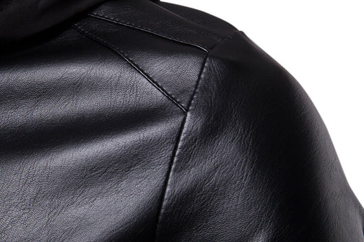 Abrigo de Cuero con Capucha Estilo Británico para Hombre - Image 10