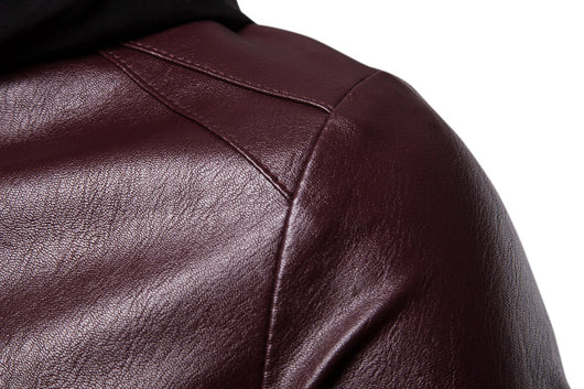 Abrigo de Cuero con Capucha Estilo Británico para Hombre - Image 15
