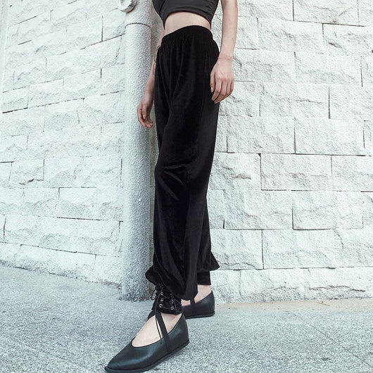 Pantalón Suelto de Cintura Alta con Terciopelo y Ojales - Image 6