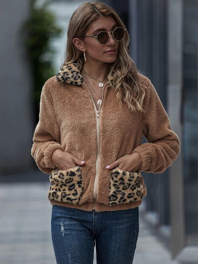 Abrigo de cachemira con parches leopardo para otoño - Image 8