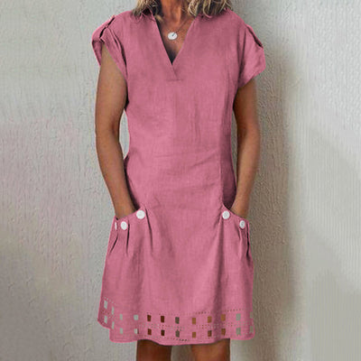 Falda Suelta Cuello V en Algodón y Lino - Image 7