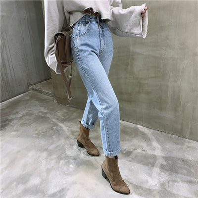 Jeans Cintura Alta Azul Lavado Clásico Corte Recto - Image 8