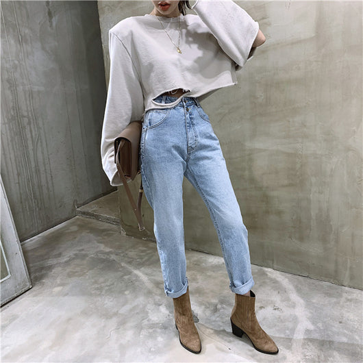 Jeans Cintura Alta Azul Lavado Clásico Corte Recto - Image 10