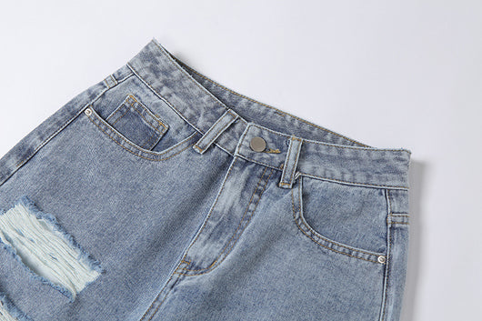 Jeans Rotos Cintura Alta Mujer Tono Claro Estilo Urbano - Image 12