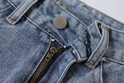 Jeans Rotos Cintura Alta Mujer Tono Claro Estilo Urbano - Image 14