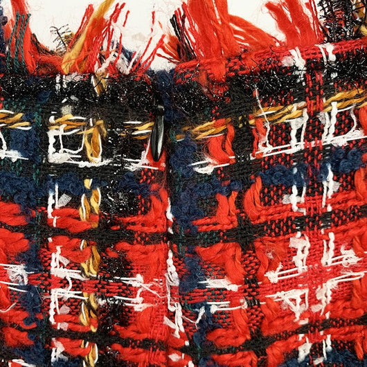 Shorts Tweed Cuadros Rojo y Negro con Botones - Image 12