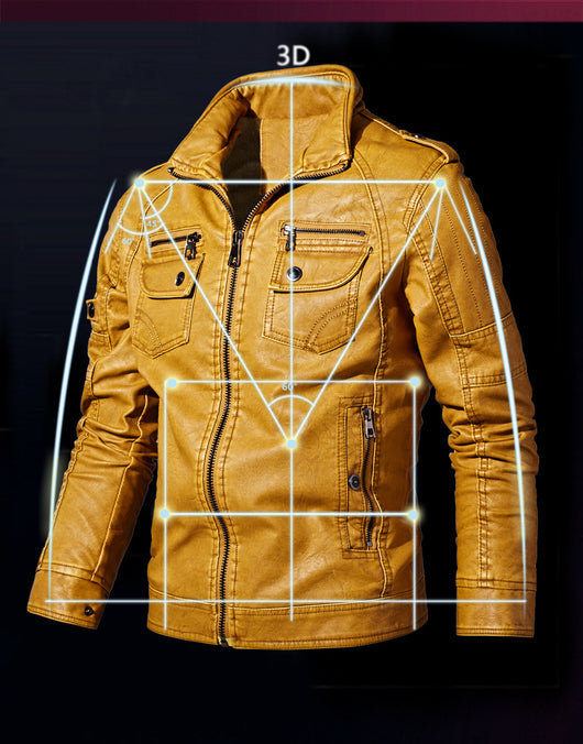 Chaqueta de Motociclista Casual de Invierno con Forro Polar para Hombre - Image 4