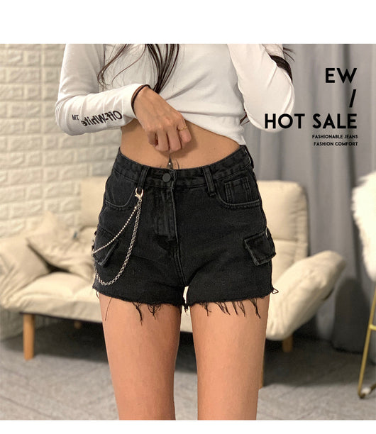 Shorts Vaqueros de Talle Alto con Cadena y Pierna Ancha - Image 6
