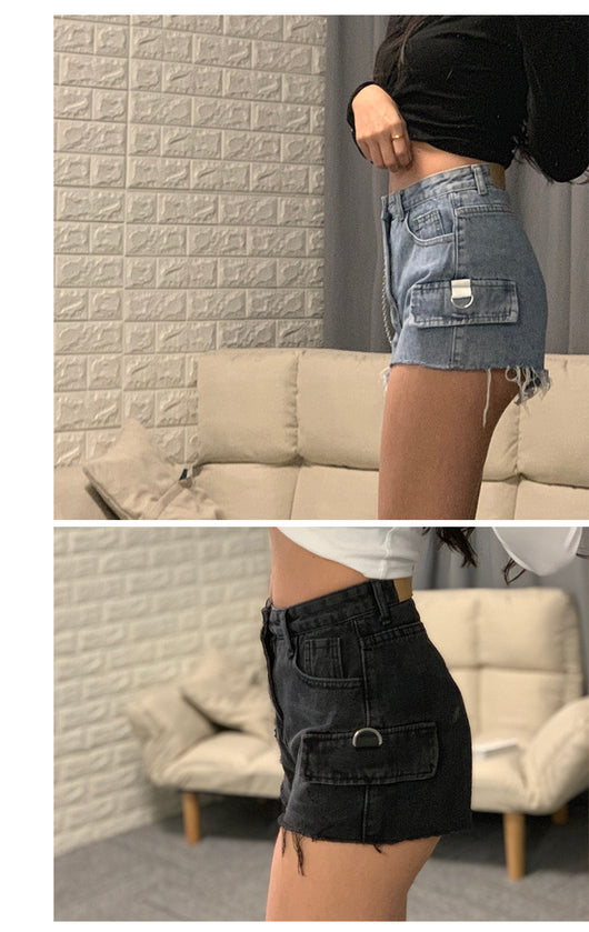 Shorts Vaqueros de Talle Alto con Cadena y Pierna Ancha - Image 11