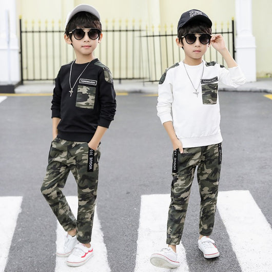 Conjunto de Dos Piezas Camuflado de Manga Corta para Niños Mayores - Image 7
