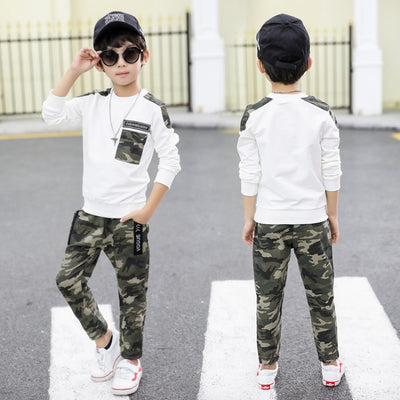 Conjunto de Dos Piezas Camuflado de Manga Corta para Niños Mayores - Image 9