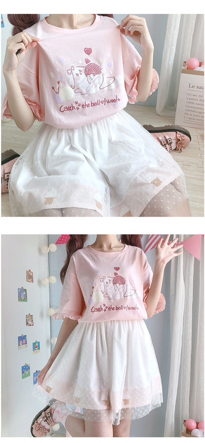Playera Holgada para Niña con Estampado de Conejo Cartoon - Image 12