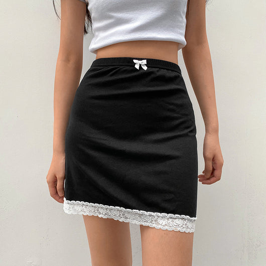 Falda Corta A-Línea con Encaje Elástico y Cintura Envolvente para Mujer - Image 6