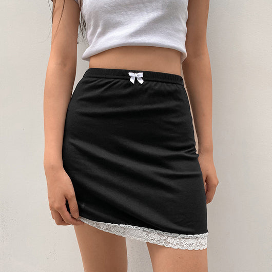 Falda Corta A-Línea con Encaje Elástico y Cintura Envolvente para Mujer - Image 8