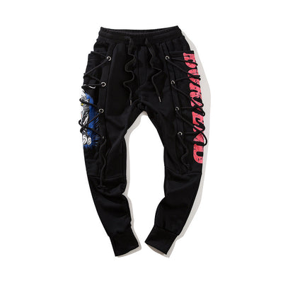 Pantalones Harem Hip Hop con Estampado Urbano y Puños Ajustables - Image 8