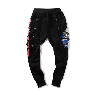 Pantalones Harem Hip Hop con Estampado Urbano y Puños Ajustables - Image 9