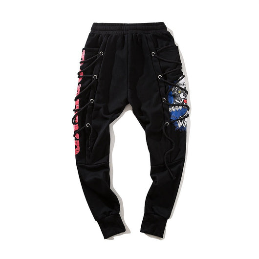 Pantalones Harem Hip Hop con Estampado Urbano y Puños Ajustables - Image 9