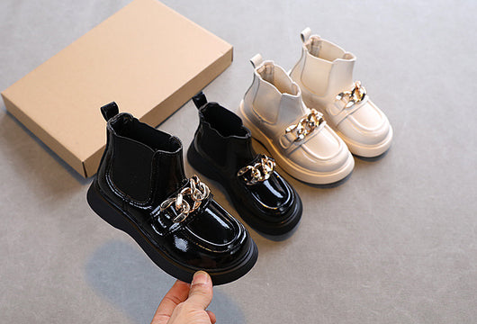 Botas Princesa Martin de Cuero Brillante con Suela Suave para Niñas - Image 7