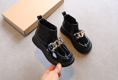 Botas Princesa Martin de Cuero Brillante con Suela Suave para Niñas - Image 12