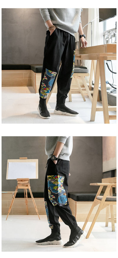 Pantalones Casuales Estilo Asiático con Estampado Floral - Image 11