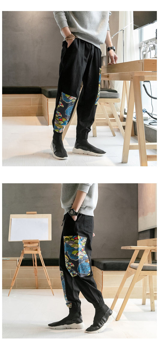 Pantalones Casuales Estilo Asiático con Estampado Floral - Image 11