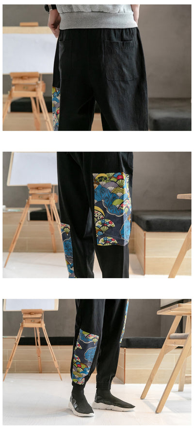 Pantalones Casuales Estilo Asiático con Estampado Floral - Image 13