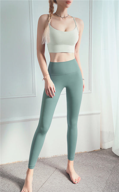 Pantalones de Yoga Cintura Alta Beige - Image 30