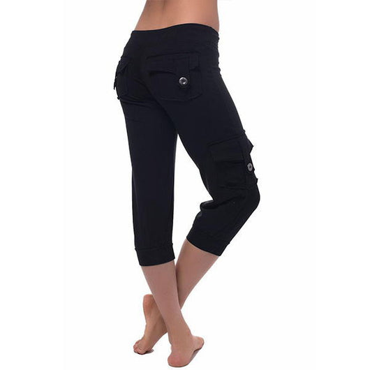 Pantalones Yoga Cortos con Cintura Elástica y Bolsillos - Image 9