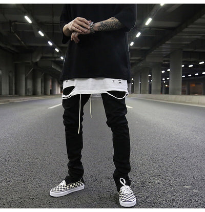 Pantalones Slim Elásticos con Cierre y Detalle de Cuerda de Cuero - Image 8
