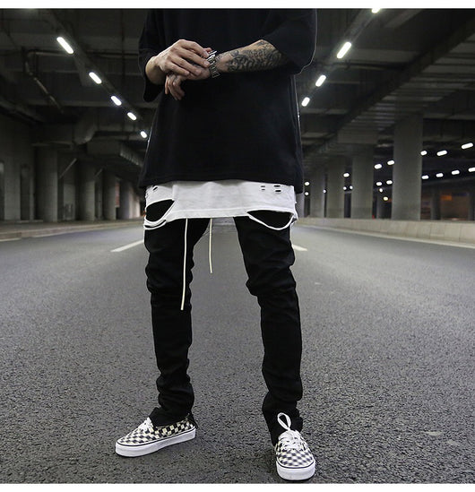 Pantalones Slim Elásticos con Cierre y Detalle de Cuerda de Cuero - Image 8
