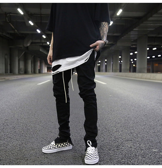 Pantalones Slim Elásticos con Cierre y Detalle de Cuerda de Cuero - Image 9