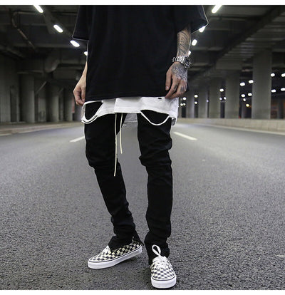 Pantalones Slim Elásticos con Cierre y Detalle de Cuerda de Cuero - Image 10