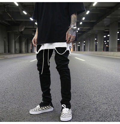 Pantalones Slim Elásticos con Cierre y Detalle de Cuerda de Cuero - Image 11