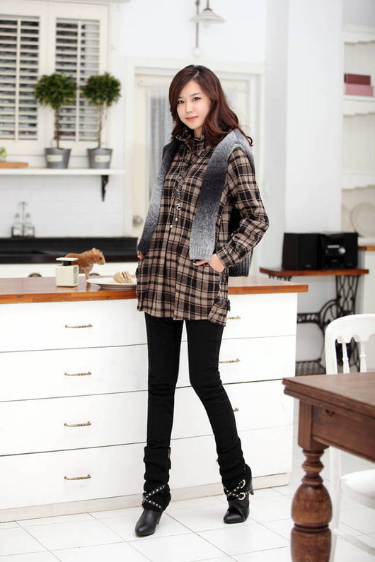Pantalones Casuales Talla Grande Cintura Alta Elásticos para Otoño e Invierno - Image 8