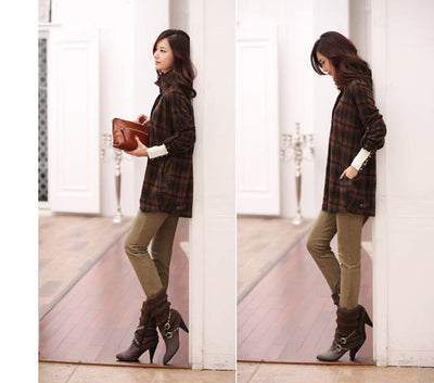 Pantalones Casuales Talla Grande Cintura Alta Elásticos para Otoño e Invierno - Image 16