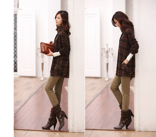 Pantalones Casuales Talla Grande Cintura Alta Elásticos para Otoño e Invierno - Image 16