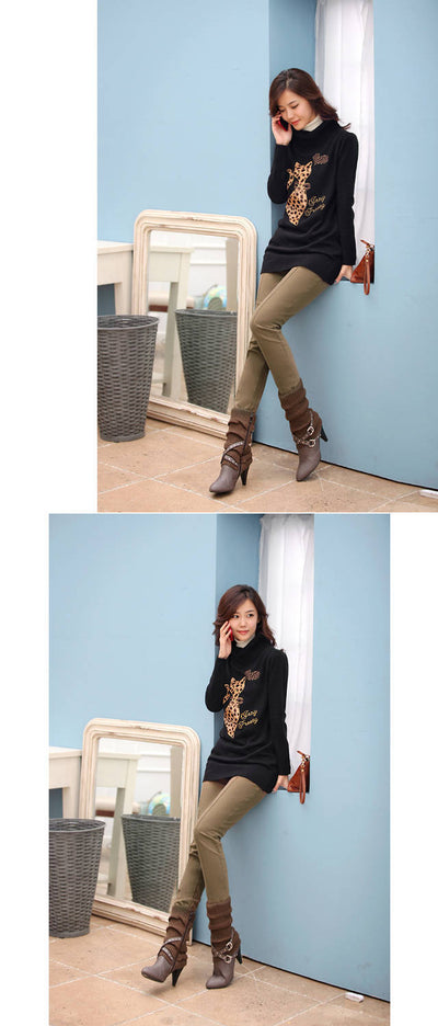 Pantalones Casuales Talla Grande Cintura Alta Elásticos para Otoño e Invierno - Image 18