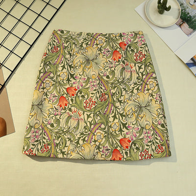 Falda A-línea Jacquard Corta de Talle Alto Verano Efecto Adelgazante Anti-brillo - Image 8