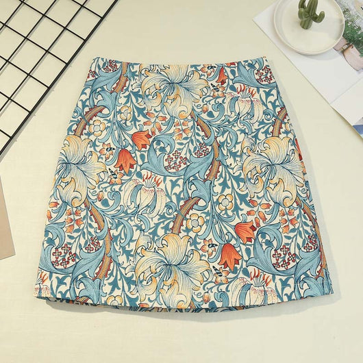 Falda A-línea Jacquard Corta de Talle Alto Verano Efecto Adelgazante Anti-brillo - Image 12