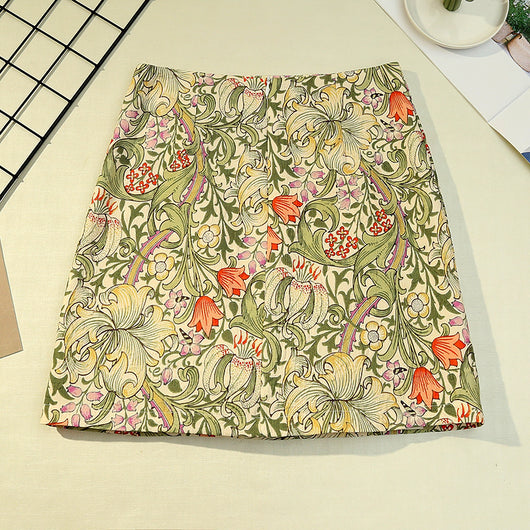 Falda A-línea Jacquard Corta de Talle Alto Verano Efecto Adelgazante Anti-brillo - Image 13