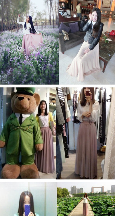 Falda Plisada de Gasa Primavera - Corte A Elegante y Fluido - Image 23