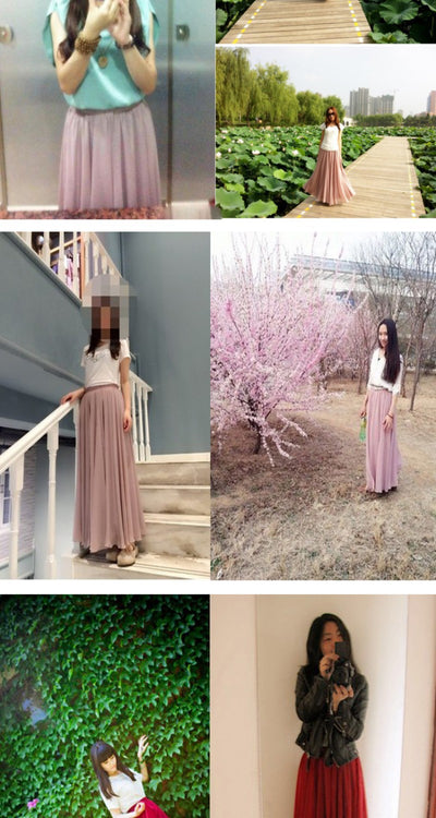 Falda Plisada de Gasa Primavera - Corte A Elegante y Fluido - Image 24
