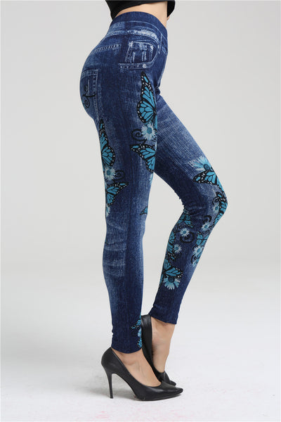 Leggings Estilo Denim con Estampado de Mariposas - Image 8