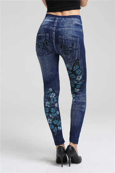 Leggings Estilo Denim con Estampado de Mariposas - Image 10