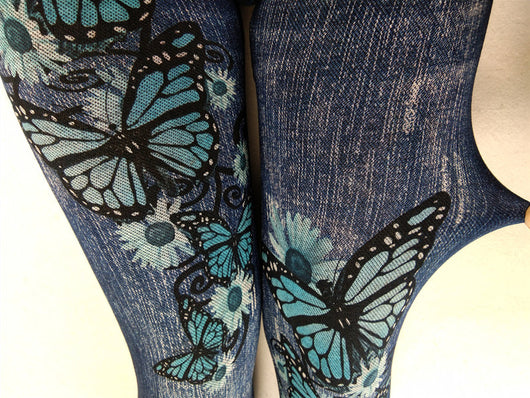 Leggings Estilo Denim con Estampado de Mariposas - Image 11